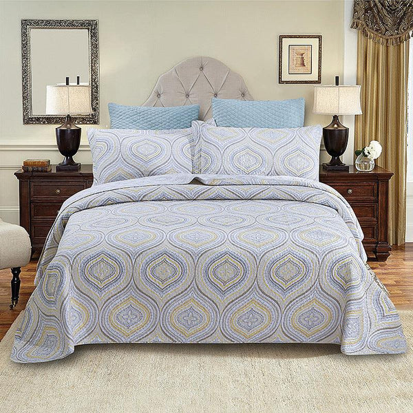 100% Cotton Quilted Summer Bedspread Set - 3-Piece Bedding Collection - Sleepbella 100% Cotton Quilted Summer Bedspread Set - 3-Piece Bedding Collection - Queen(90" x 98")