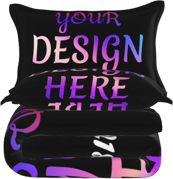 Black Duvet Cover Customized Bedding Set with Picture Text Logo Customized Gifts Comforter Set with 2 Pillowcases - Sleepbella Black Duvet Cover Customized Bedding Set with Picture Text Logo Customized Gifts Comforter Set with 2 Pillowcases - Duvet cover set / Tiwn