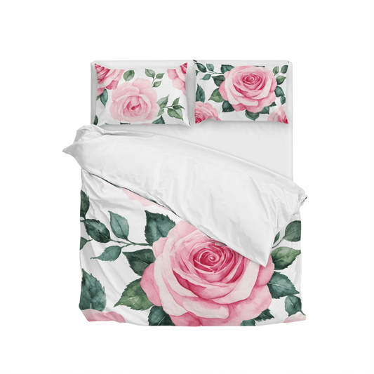 Blooming Beauty: Amara Watercolor Rose Duvet Cover Set - Sleepbella Blooming Beauty: Amara Watercolor Rose Duvet Cover Set - Duvet cover set / Twin