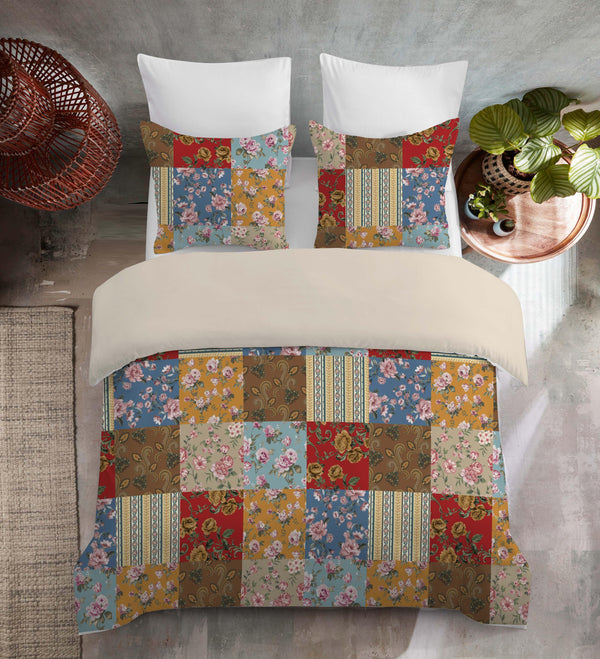 Blooming Patchwork Duvet Cover Set - Vibrant and Cozy - Sleepbella Blooming Patchwork Duvet Cover Set - Vibrant and Cozy - Floral 01 / Duvet cover set / Twin