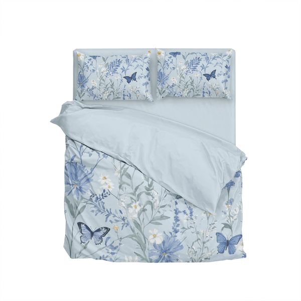 Blue Flowers and Butterflies Comforter&Duvet Cover Set - Sleepbella Blue Flowers and Butterflies Comforter&Duvet Cover Set - Duvet cover set / Twin