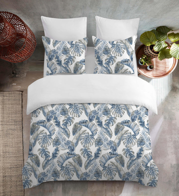 Blue Tropical Leaf Cozy Duvet Cover Bedding Set - Sleepbella Blue Tropical Leaf Cozy Duvet Cover Bedding Set - Duvet cover set / Twin