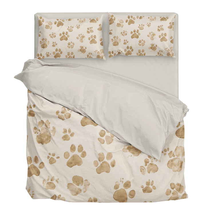 Cartoon Puppy Footprints Duvet Cover and Comforter Bedding Set - Sleepbella Cartoon Puppy Footprints Duvet Cover and Comforter Bedding Set - Puppy 02 / Duvet cover set / Twin
