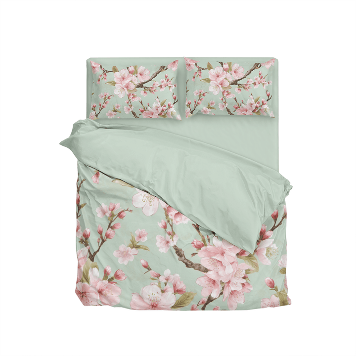 Cherry Blossoms Custom Bedding Set - Sleepbella Cherry Blossoms Custom Bedding Set - Green / Duvet cover set / Twin