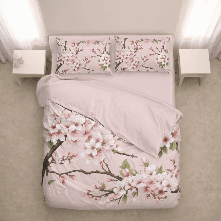 Cherry Blossoms Custom Bedding Set - Sleepbella Cherry Blossoms Custom Bedding Set - Green / Duvet cover set / Twin