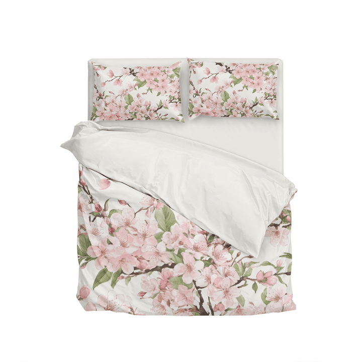 Cherry Blossoms Custom Bedding Set - Sleepbella Cherry Blossoms Custom Bedding Set - White / Duvet cover set / Twin