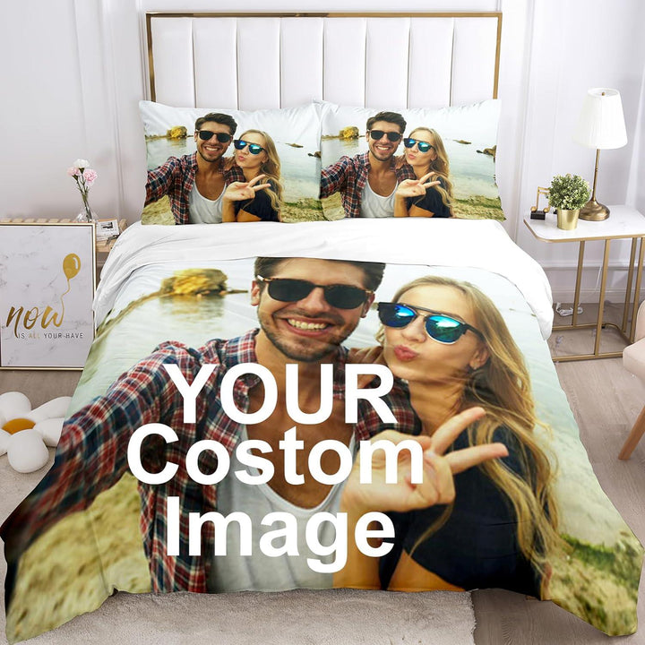 Custom Bedding Set with Photo&Text, Duvet Cover+ Pillow Cases for Kids, Birthday, Christmas, Valentine's Day Gift - Sleepbella Custom Bedding Set with Photo&Text, Duvet Cover+ Pillow Cases for Kids, Birthday, Christmas, Valentine's Day Gift - Duvet cover set / Tiwn