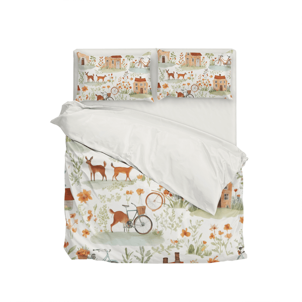 Cute Fox and House Duvet Cover Bedding Set - Sleepbella Cute Fox and House Duvet Cover Bedding Set - Duvet cover set / Twin