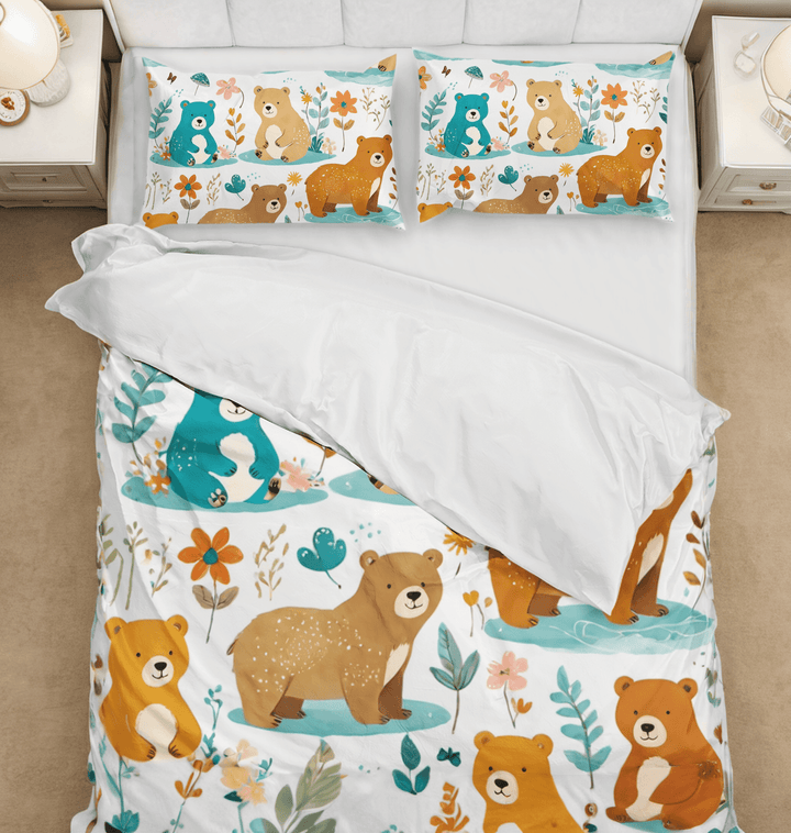 Enchanting Illustrated Bears Duvet Cover and Comforter Bedding Set - Sleepbella Enchanting Illustrated Bears Duvet Cover and Comforter Bedding Set - Bears 01 / Duvet cover set / Twin