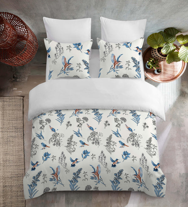 Nature's Clarity Blue Bird and Flower Duvet Cover Set - Refreshing and Easy-Care - Sleepbella Nature's Clarity Blue Bird and Flower Duvet Cover Set - Refreshing and Easy-Care - Duvet cover set / Twin