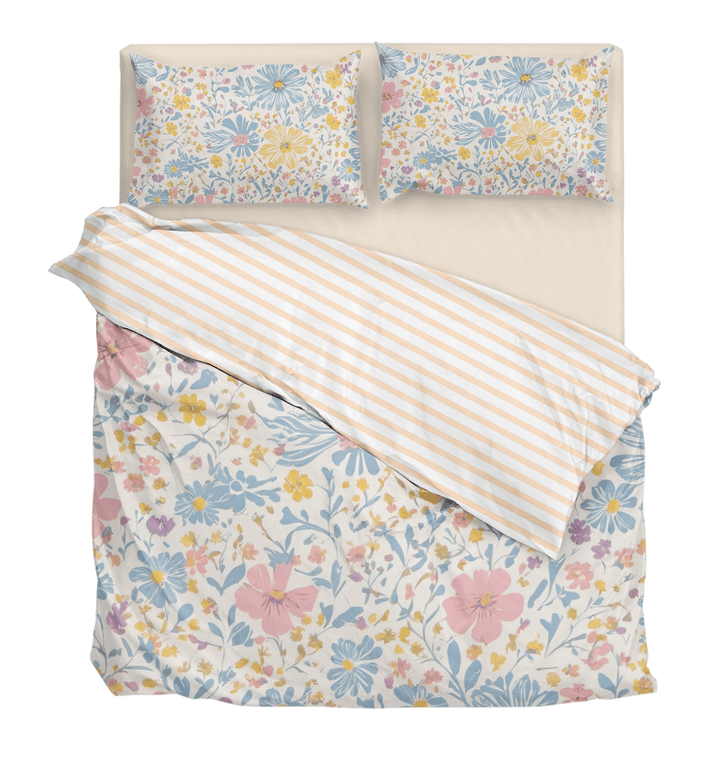 Pink and Blue Blossoms Comforter & Duvet Cover Bedding Set - Sleepbella Pink and Blue Blossoms Comforter & Duvet Cover Bedding Set - Duvet cover set / Twin