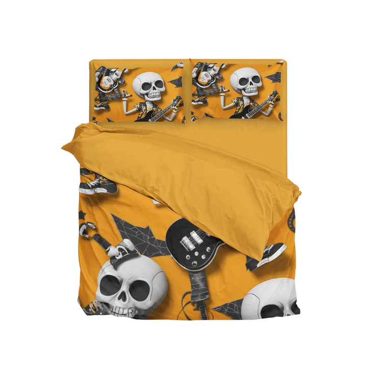 Rock Your Bedroom with our Metal Electro Guitar and Skull Bedding Set - Sleepbella Rock Your Bedroom with our Metal Electro Guitar and Skull Bedding Set - Skull 01 / Duvet cover set / Twin
