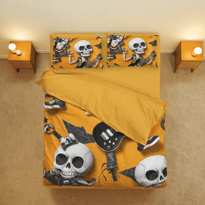 Rock Your Bedroom with our Metal Electro Guitar and Skull Bedding Set - Sleepbella Rock Your Bedroom with our Metal Electro Guitar and Skull Bedding Set - Skull 01 / Duvet cover set / Twin