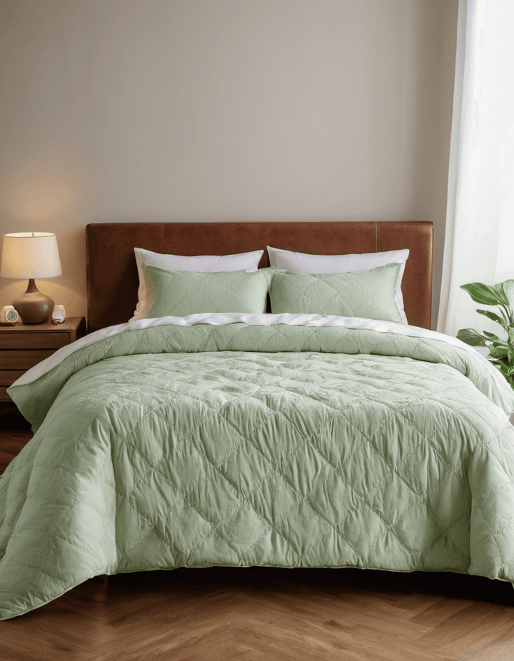 Soft Solid Color Series Fresh Green Duvet Cover Bedding Set - Sleepbella Soft Solid Color Series Fresh Green Duvet Cover Bedding Set - Comforter set / Twin
