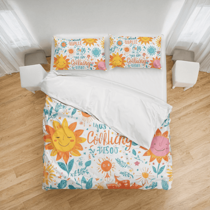 Sunshine day Theme Yelloe and White Duvet Cover Bedding Set - Sleepbella Sunshine day Theme Yelloe and White Duvet Cover Bedding Set - Duvet cover set / Twin