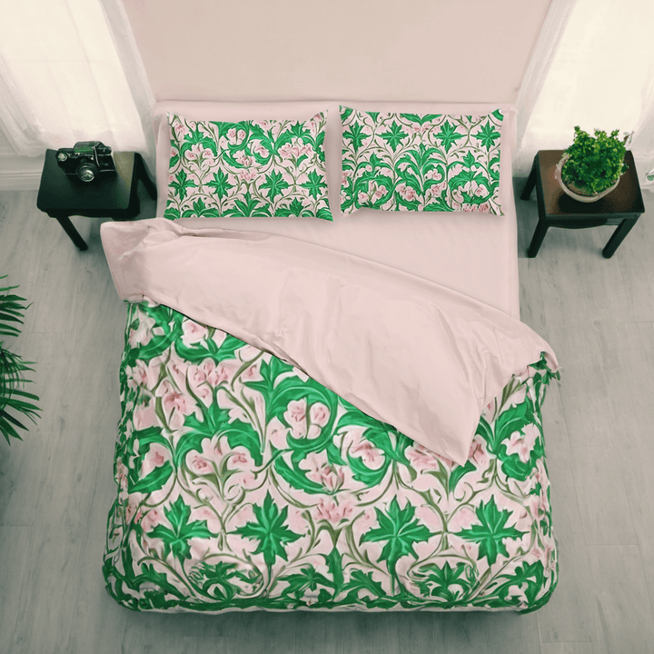 Timeless Retro Prints Green and Pink Duvet Cover Bedding Set - Sleepbella Timeless Retro Prints Green and Pink Duvet Cover Bedding Set - Duvet cover set / Twin