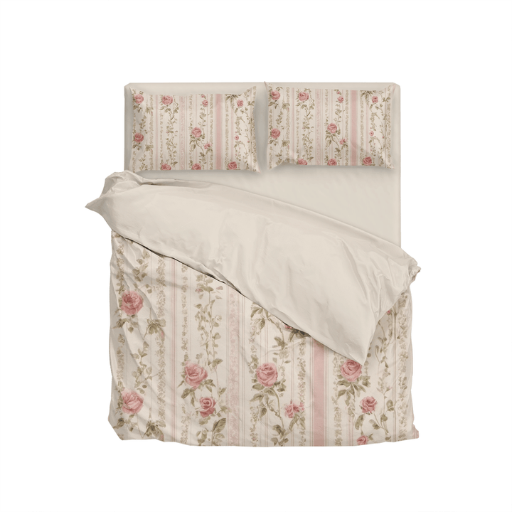 Vintage Dried Roses Pink Comforter&Duevt Cover Bedding Set - Sleepbella Vintage Dried Roses Pink Comforter&Duevt Cover Bedding Set - Roses 03 / Duvet cover set / Twin