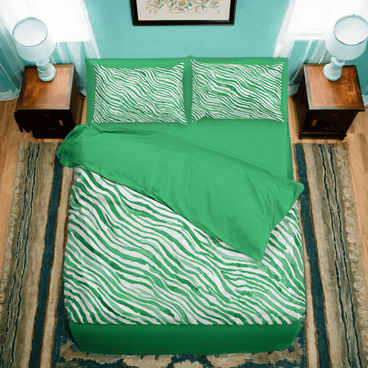 Watercolor green lines Duvet Cover and Comforter Bedding Set - Sleepbella Watercolor green lines Duvet Cover and Comforter Bedding Set - Duvet cover set / Twin