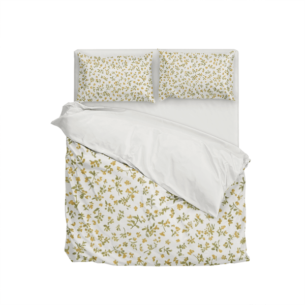 Yellow and White Duvet Cover Set of Countryside Floral Style - Sleepbella Yellow and White Duvet Cover Set of Countryside Floral Style - Duvet cover set / Twin