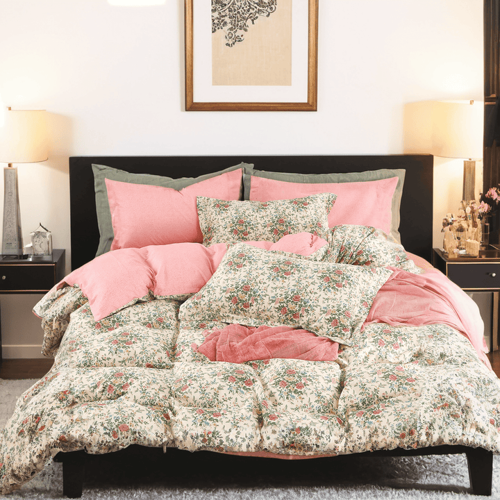 Floral Quilt Duvet: Pink Flower Cotton - Sleepbella Floral Quilt Duvet: Pink Flower Cotton - Duvet cover set / Twin