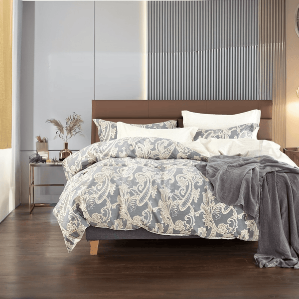 Luxurious Gray Bohemian Style 3-Piece Bedding Set: Skin-Friendly and Soft Duvet Cover - Sleepbella Luxurious Gray Bohemian Style 3-Piece Bedding Set: Skin-Friendly and Soft Duvet Cover - Duvet cover set / Twin
