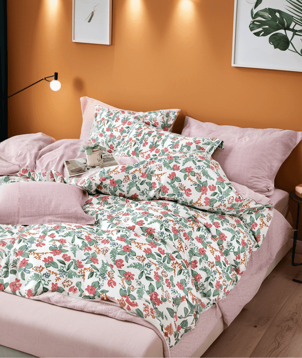 Pink Spring Comforter & Duvet Cover Set Floral Cotton - Sleepbella Pink Spring Comforter & Duvet Cover Set Floral Cotton - Duvet cover set / Twin