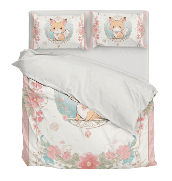 Magical Pink Rococo Cat Cute Duvet Cover Set for Girls and Kids - Sleepbella Magical Pink Rococo Cat Cute Duvet Cover Set for Girls and Kids - Duvet cover set / Twin