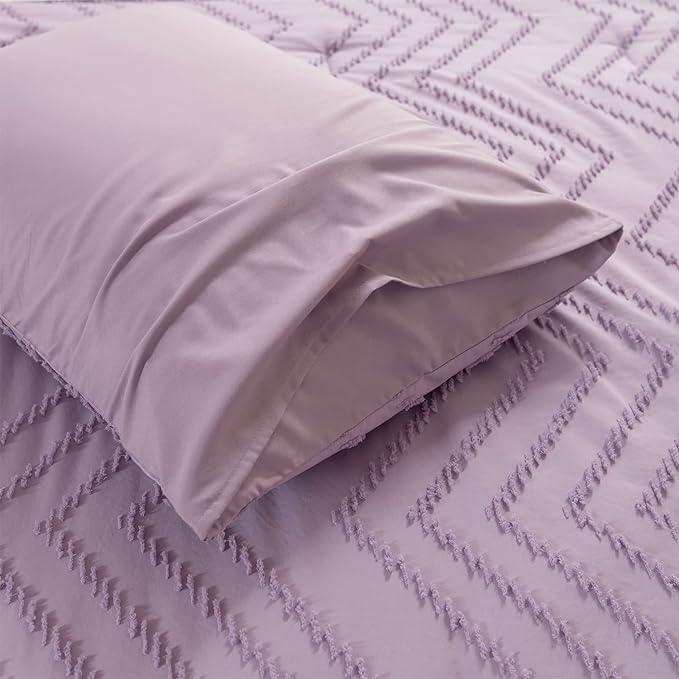 Comforter Set, Chevron Tufted Design Boho Bedding Comforter Sets, Lightweight and Fluffy Bed Comforter for All Seasons - Sleepbella Comforter Set, Chevron Tufted Design Boho Bedding Comforter Sets, Lightweight and Fluffy Bed Comforter for All Seasons - Chevron-purple / Full