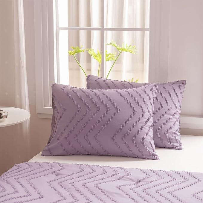 Comforter Set, Chevron Tufted Design Boho Bedding Comforter Sets, Lightweight and Fluffy Bed Comforter for All Seasons - Sleepbella Comforter Set, Chevron Tufted Design Boho Bedding Comforter Sets, Lightweight and Fluffy Bed Comforter for All Seasons - Chevron-purple / Full