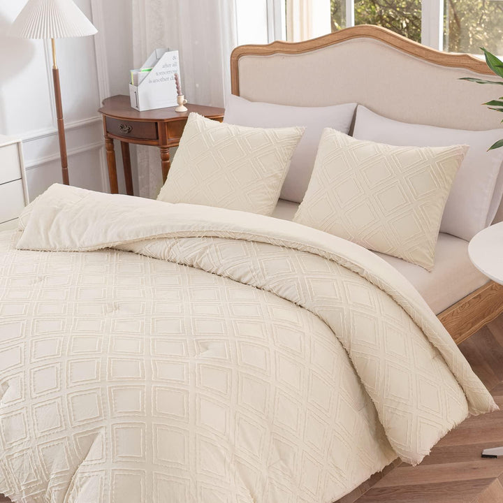 Comforter Set Diamond Beige Tufted Design, Cream Comforter Bed, Soft & Lightweight Bed Comforter for All Seasons - Sleepbella Comforter Set Diamond Beige Tufted Design, Cream Comforter Bed, Soft & Lightweight Bed Comforter for All Seasons - Diamond-beige / Twin/ Twin XL