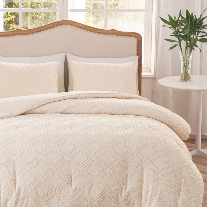 Comforter Set Diamond Beige Tufted Design, Cream Comforter Bed, Soft & Lightweight Bed Comforter for All Seasons - Sleepbella Comforter Set Diamond Beige Tufted Design, Cream Comforter Bed, Soft & Lightweight Bed Comforter for All Seasons - Diamond-beige / Twin/ Twin XL