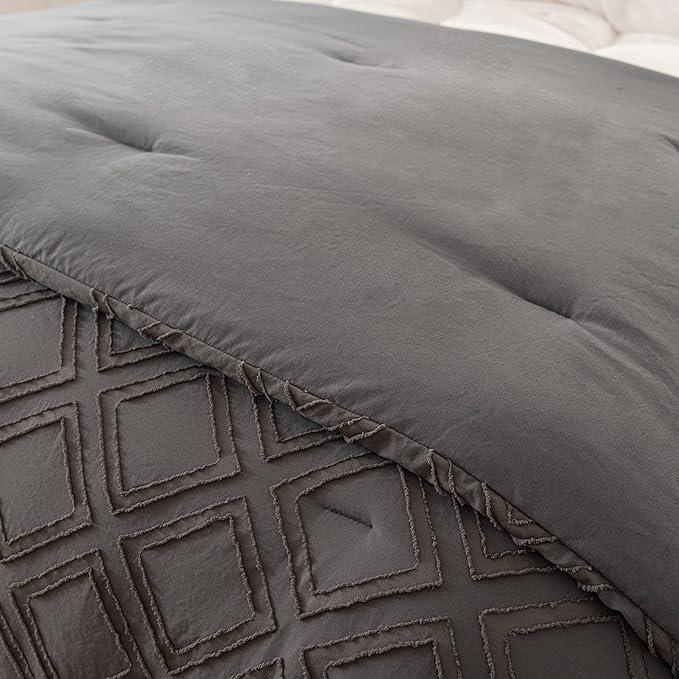 Comforter Set Diamond Tufted Design, Lightweight Bedding Comforter Sets, Soft and Fluffy Comforter for All Seasons, Dark Grey - Sleepbella Comforter Set Diamond Tufted Design, Lightweight Bedding Comforter Sets, Soft and Fluffy Comforter for All Seasons, Dark Grey - Queen / Diamond-dark Grey