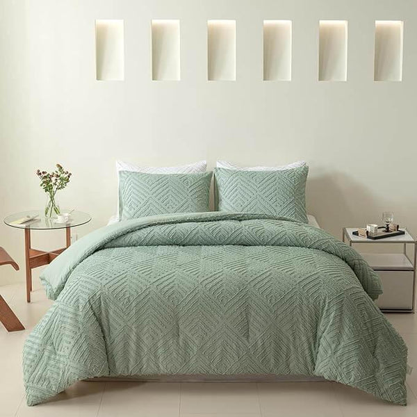 Comforter Set, Sage Green Boho Bedding Comforter with Tufted Design, Soft and Fluffy for Bed All Seasons - Sleepbella Comforter Set, Sage Green Boho Bedding Comforter with Tufted Design, Soft and Fluffy for Bed All Seasons - Twin / Chevron-sage Green